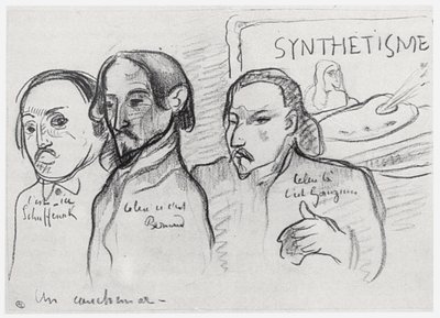 Portretten van Gauguin, Bernard en Schuffenecker door Emile Bernard